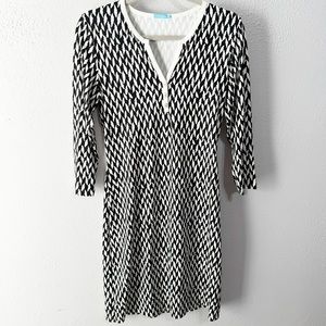 J McLaughlin black white geometric dress xs